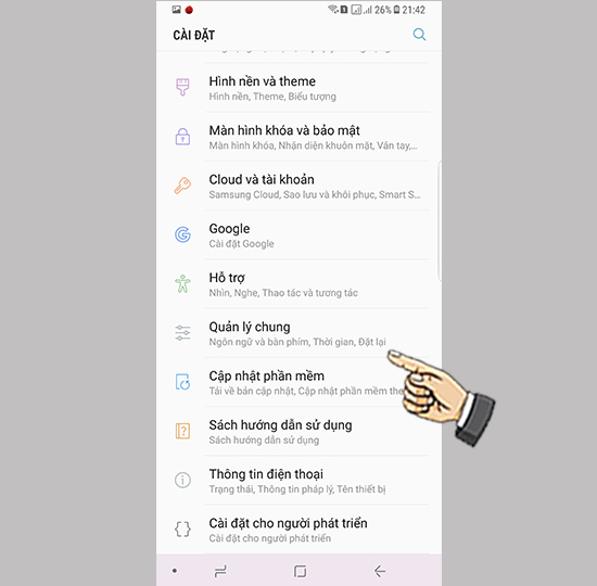 Chọn xóa các cài đặt.