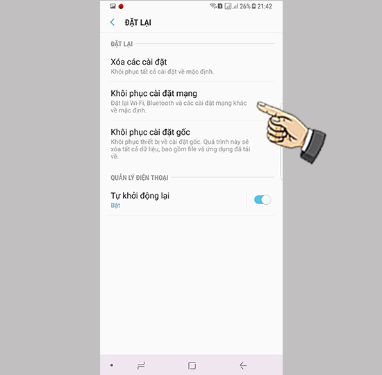 Kết quả hình ảnh cho khôi phục cài đặt mạng samsung note 9