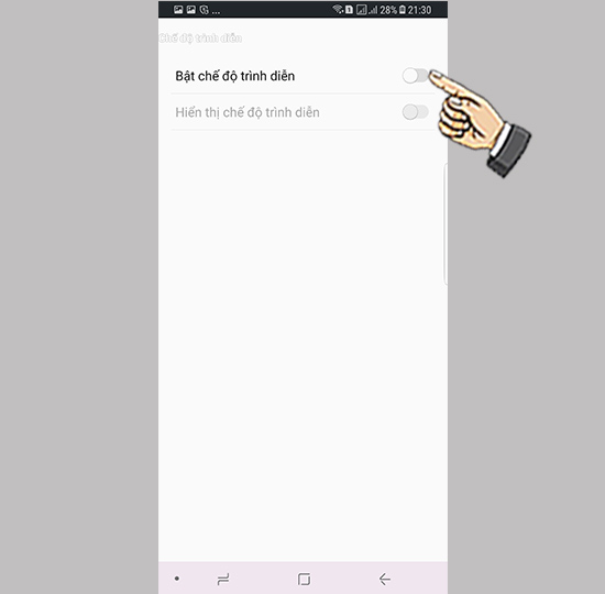 Bước 3: Tắt tr&igrave;nh diễn.