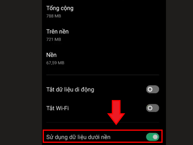 Tắt bật tính năng sử dụng dữ liệu dưới nền để tiết kiệm pin