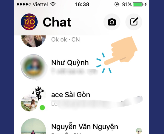 vào Messenger và chọn vào tin nhắn