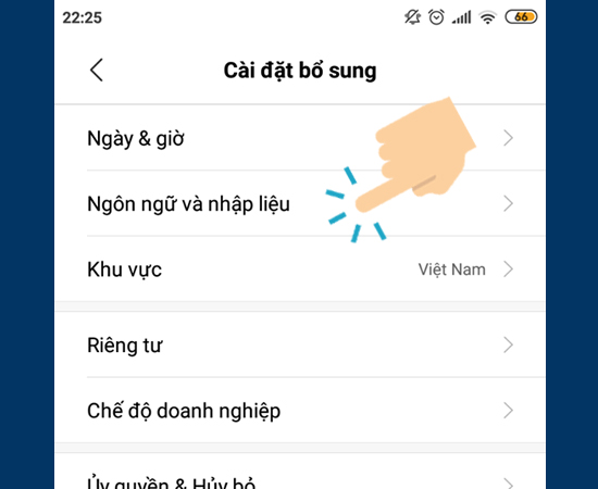 vào Ngôn ngữ và nhập liệu 