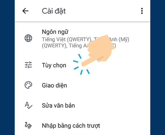vào Tùy chọn