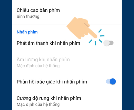 Tắt Phát âm thanh khi nhấn phím 