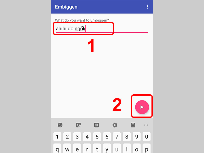 Nhập K&yacute; tự m&agrave; bạn muốn đổi v&agrave; nhấn n&uacute;t Play