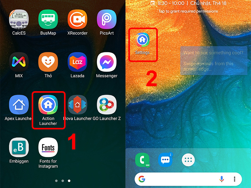 Mở ứng dụng Action Launcher v&agrave; chọn Setiings.