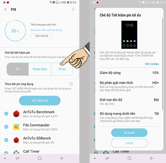 Bước 4: Bật siêu tiết kiệm pin.