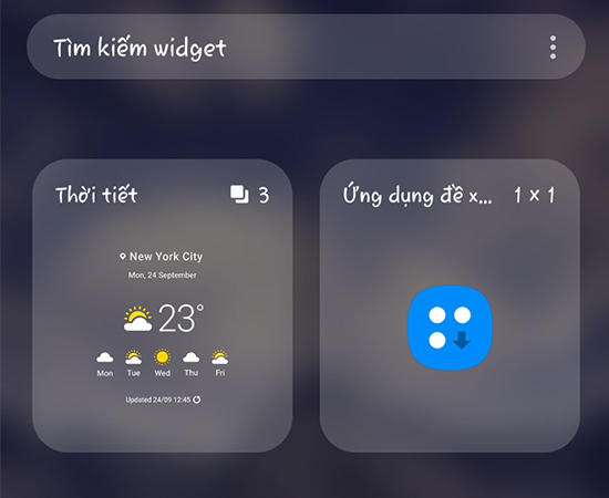 Chọn Widget muốn thêm