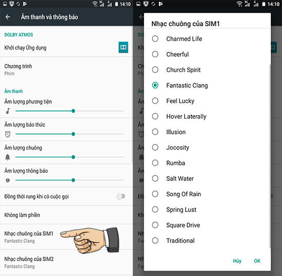 Cài đặt nhạc chuông sim 1.