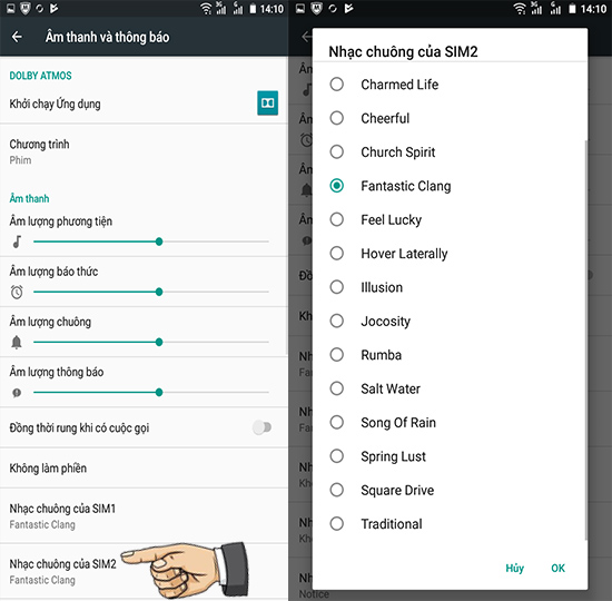 Cài đặt nhạc chuông sim 2.