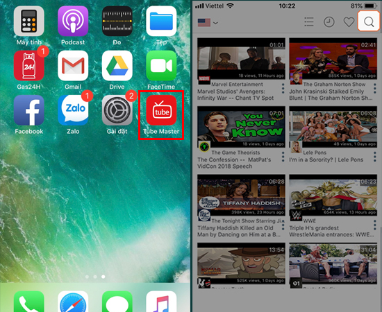 Khởi động ứng dụng l&ecirc;n v&agrave; nhấp v&agrave;o biểu tượng k&iacute;nh l&uacute;p tr&ecirc;n giao diện ch&iacute;nh