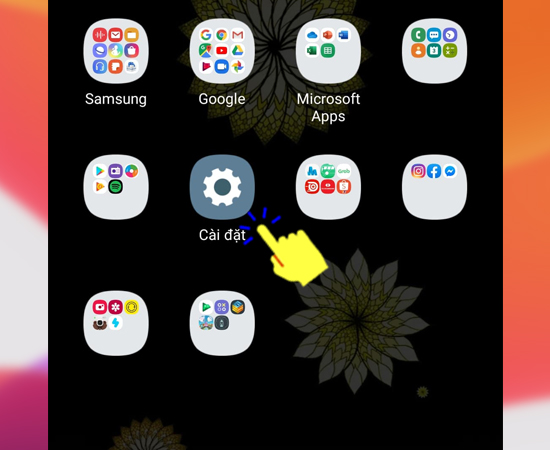 Bước 1: Đầu tiên bạn hãy vào Cài đặt trên màn hình chính.