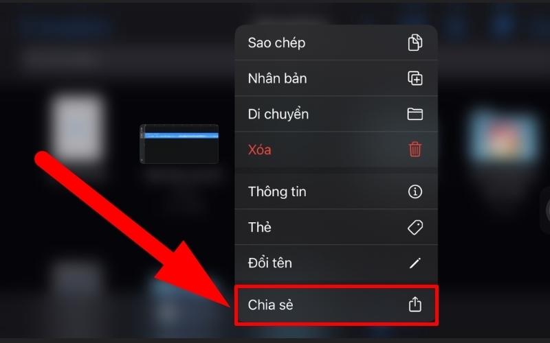 Chọn bài hát trong thư mục và nhấn Chia sẻ