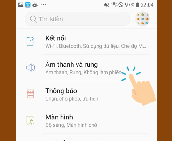  vào Âm thanh và rung