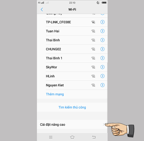 Bước 2: Bạn vào cài đặt nâng cao.