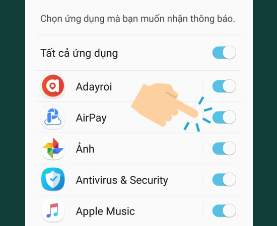 Tắt thông báo những Ứng dụng mà bạn cảm thấy là không cần thiết