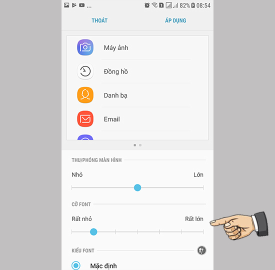 Điều chỉnh kích thước Font