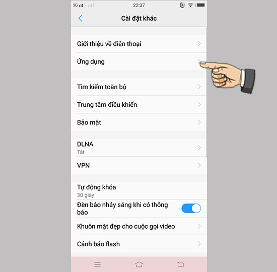 Bước 2: Chọn ứng dụng.