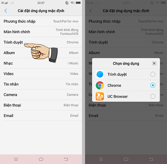 Bước 4: Chọn chức năng và ứng dụng.