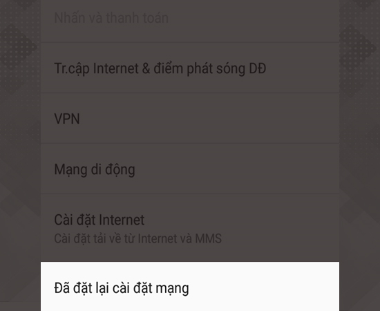 Bước 2: Chọn đặt lại c&agrave;i đặt mạng
