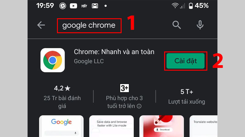 Tải Google Chrome về điện thoại Android
