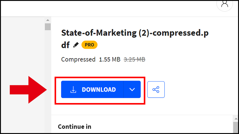 Nhấn DOWNLOAD để lưu tệp PDF vừa nén