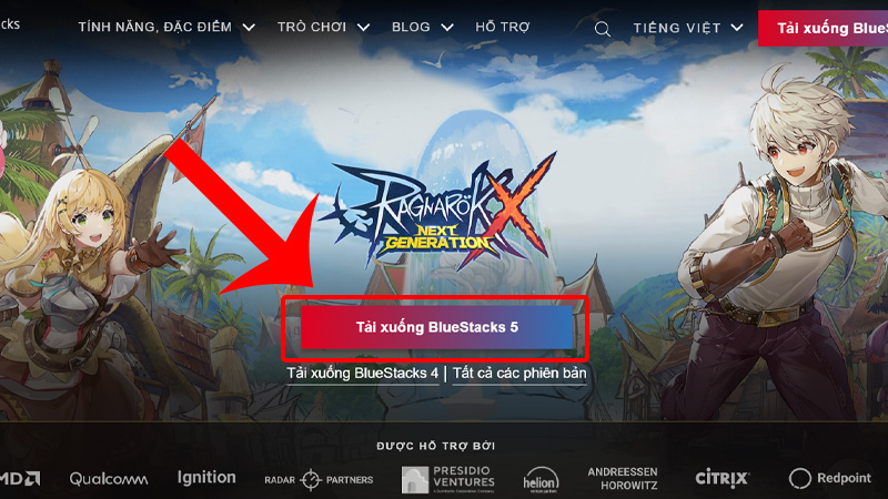 Nhấn vào Tải xuống BlueStacks 5