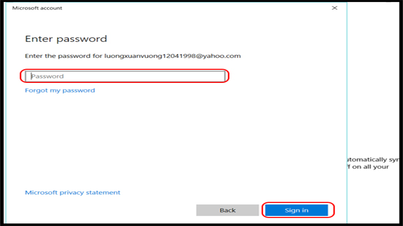 Bước 5: Tiếp theo bạn đăng nhập Password (mật khẩu).