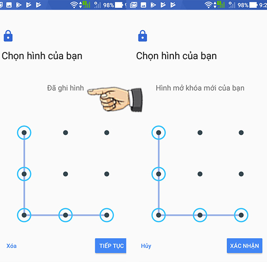 Thiết lập mật khẩu dự phòng.