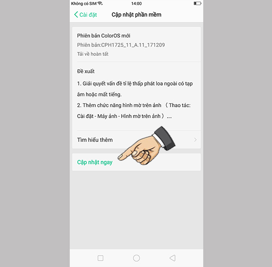 Chọn cập nhật ngay