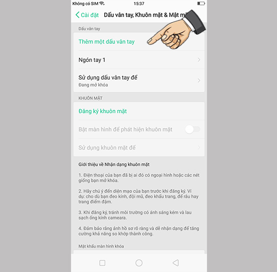 Thêm vân tay