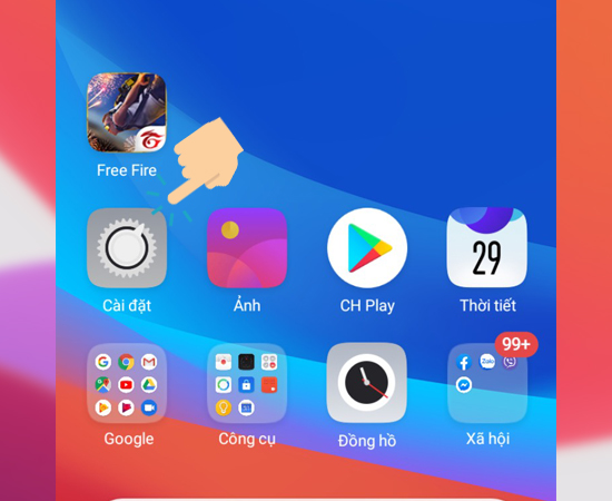 Bước 1: Đầu tiên bạn vào Cài đặt trên màn hình chính.