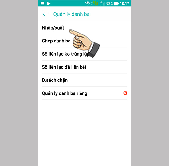 Bước 3: Chọn nhập/xuất.