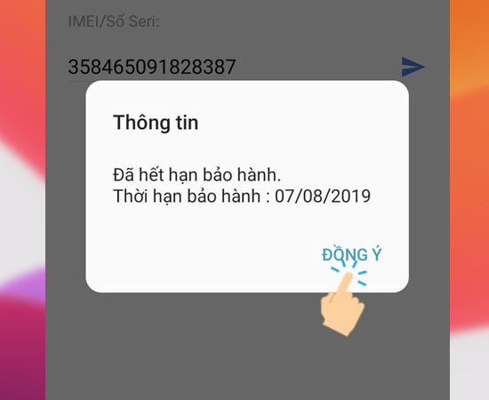 Hệ thống sẽ trả về cho bạn kết quả thời hạn bảo hành.