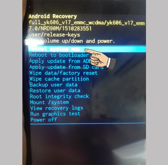Cuối c&ugrave;ng chọn reboot system now