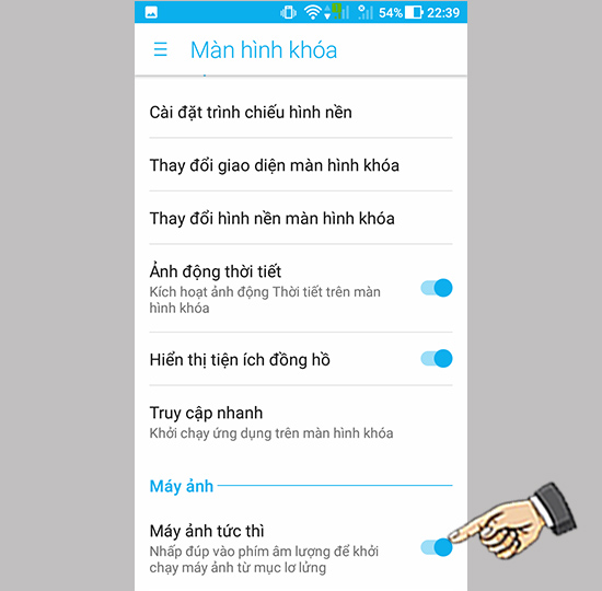 Bước 2: Bật máy ảnh tức thì.