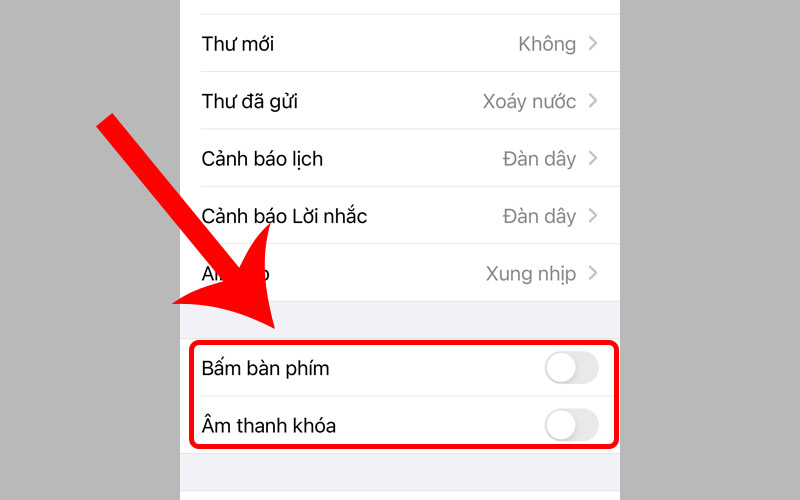 Tắt âm thanh bàn phím và âm thanh khóa máy