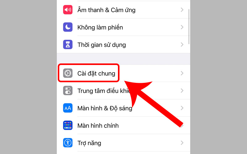 Vào phần Cài đặt chung