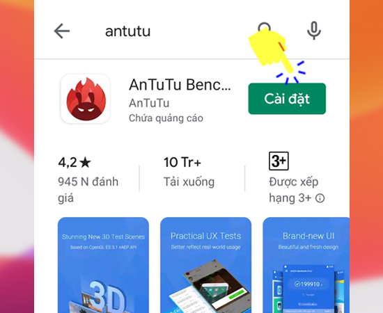 Bước 1: Đầu tiên bạn hãy tải và mở ứng dụng Antutu tải từ CH Play.