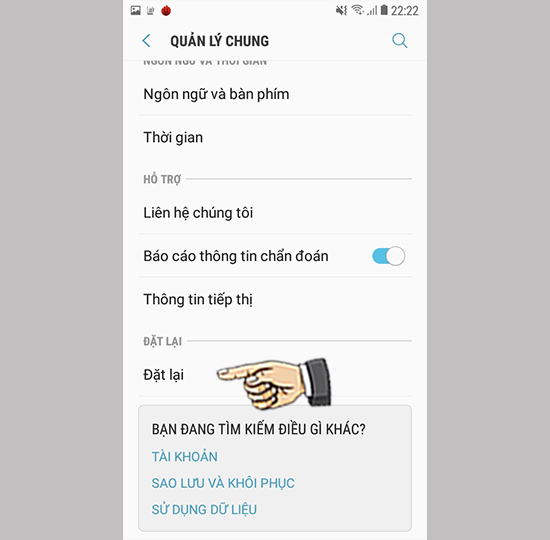 Chọn đặt lại.