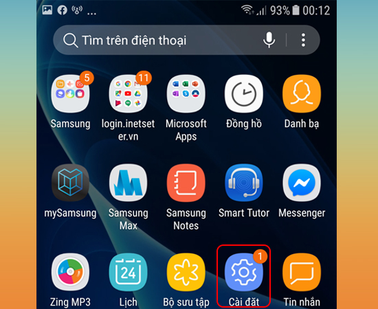 Bước 1: Đầu tiên bạn vào Cài đặt.