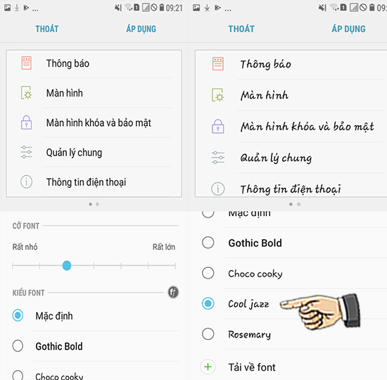 Bước 3: Chọn kiểu Font yêu thích.