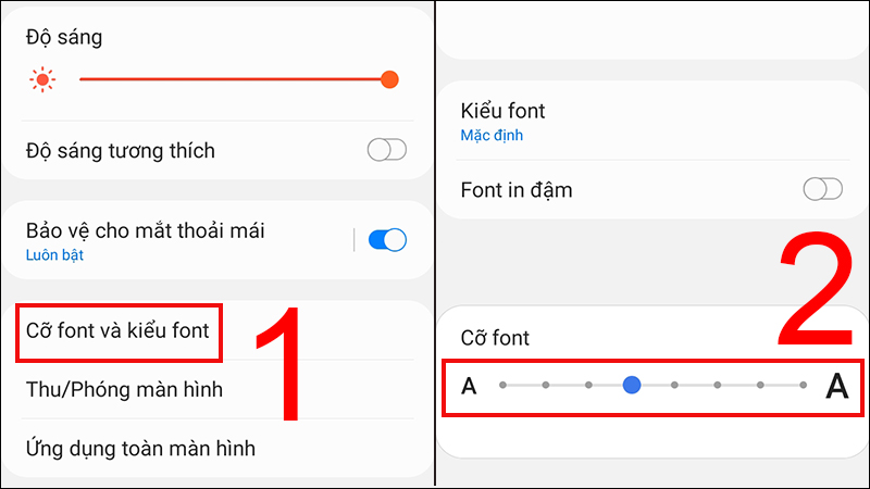 Chỉnh cỡ chữ điện thoại samsung