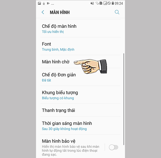 Bước 2: Chọn màn hình chờ.
