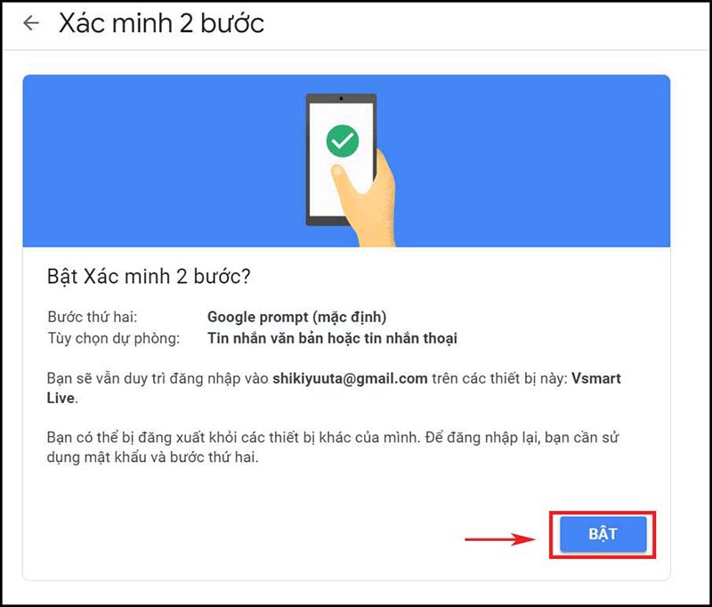 Cách bật tính năng xác minh mật khẩu 2 bước trong Gmail không bị hack