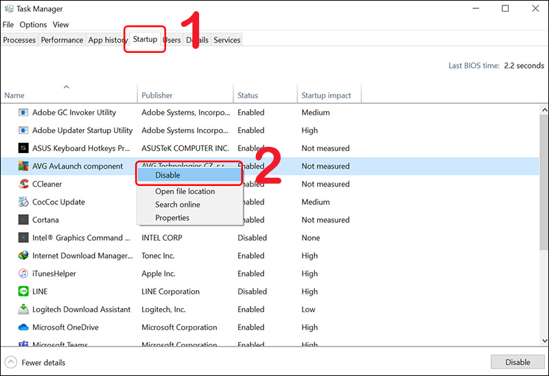 Tắt ứng dụng khởi chạy cùng Windows 10