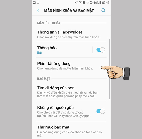 Phím tắt bên trái.