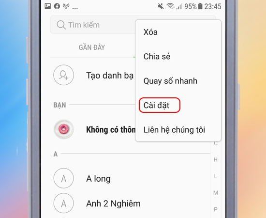 Bước 3: Sau đó bạn chọn vào Cài đặt.