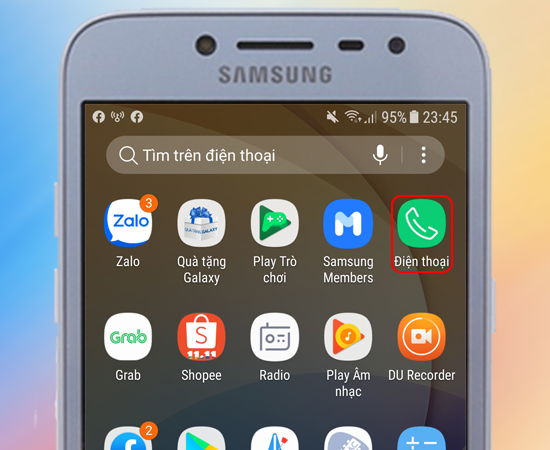 Bước 1: Đầu tiên bạn vào Điện thoại.