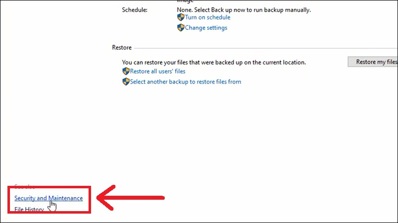 Chọn Security and Maintenance